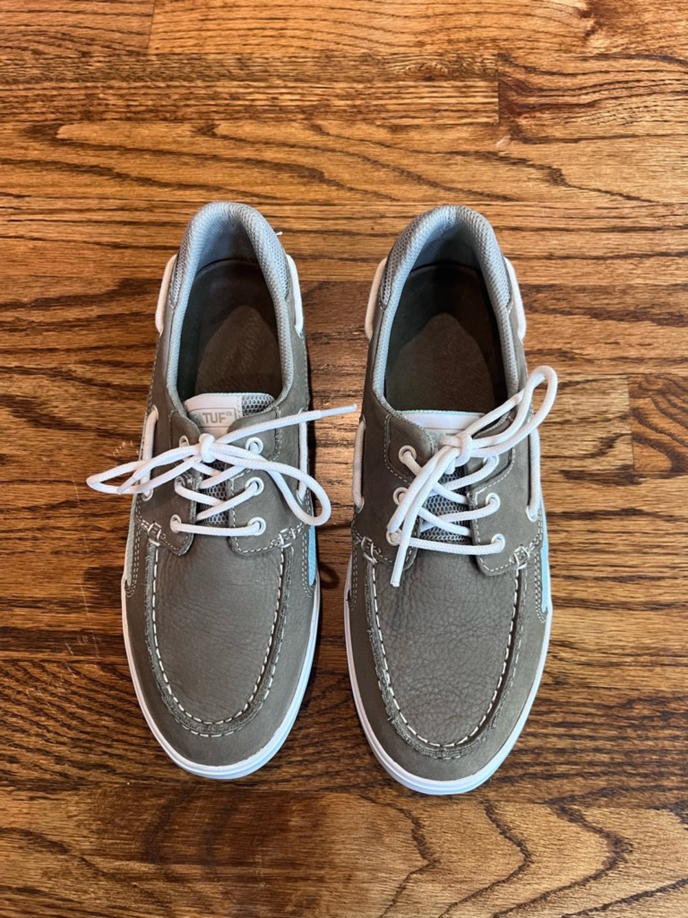 Women’s Xtratuf Light Gray and Blue Boat Shoes with White Laces Size 10 - Picture 2 of 8